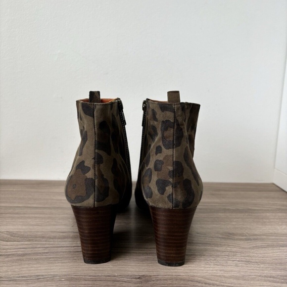 Penelope Chilvers Boots Havana Khaki Leopard Suede Zipped Ankle Boots 41 / 11 US - Picture 4 of 9